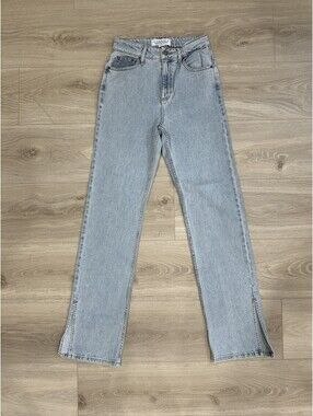 Guess Originals J Balvin SS 2022 High Waist Light Blue Straight Slit Jeans Sz 24